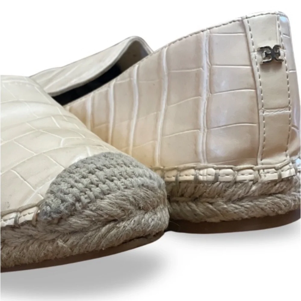 Sam Edelman Women's Kesia Loafer Flat Espadrille Beige Tan Crocodile, size 8.5